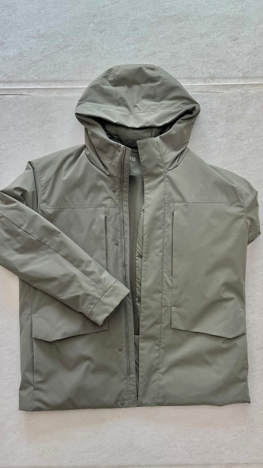 유니클로 하이브리드 다운파카 XL 카키 상품이미지1