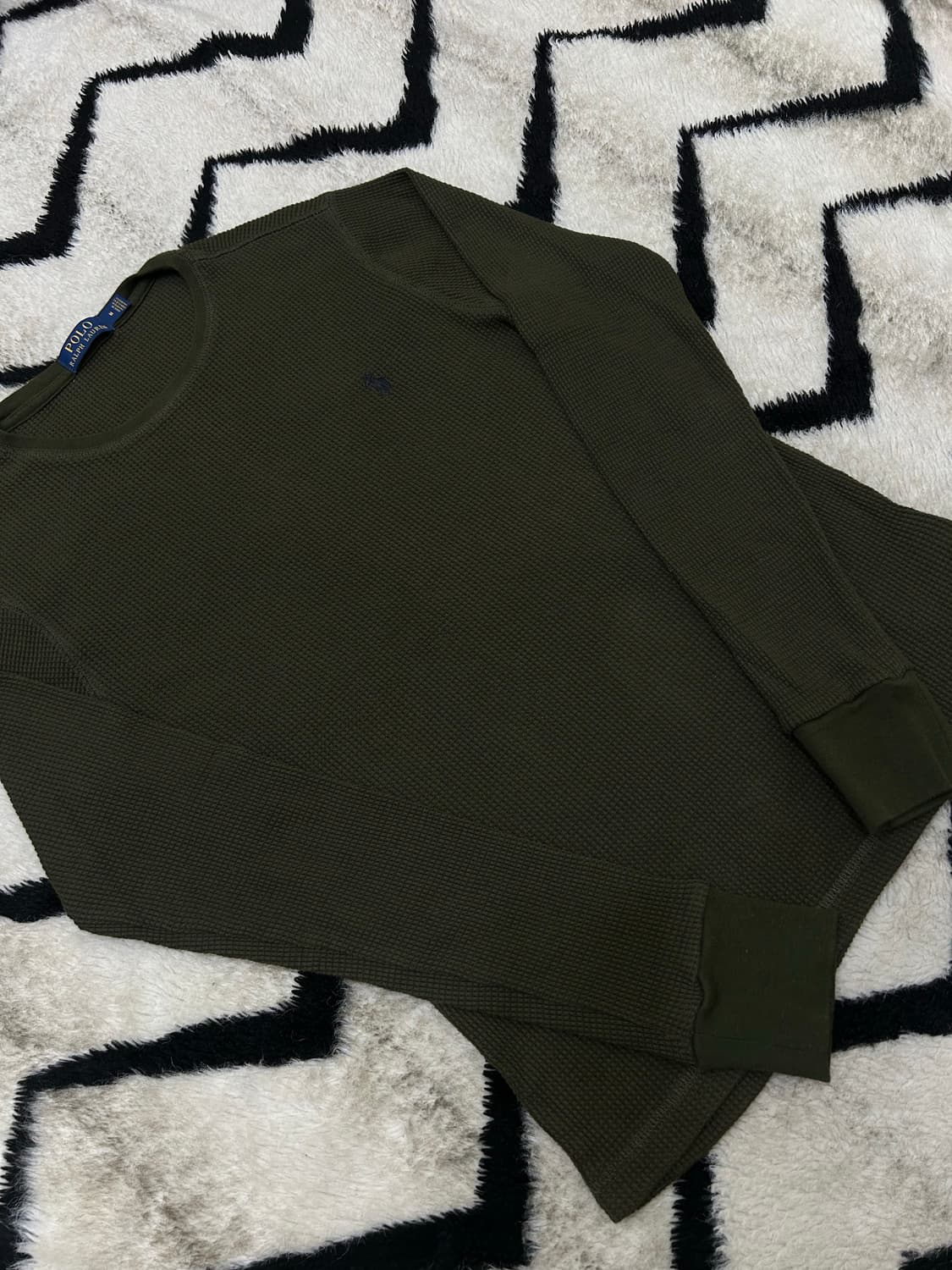 [M]폴로랄프로렌 와플지 라운드 긴팔/카키 상품이미지1