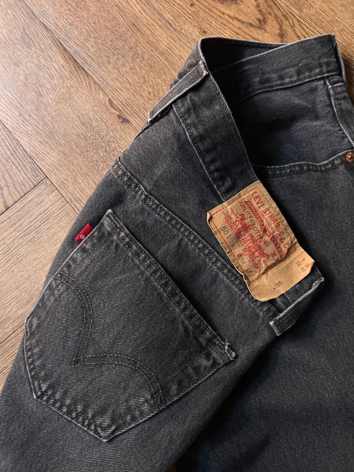 [34]00's 리바이스 501 멕시코제 흑청 데님 팬츠 상품이미지5