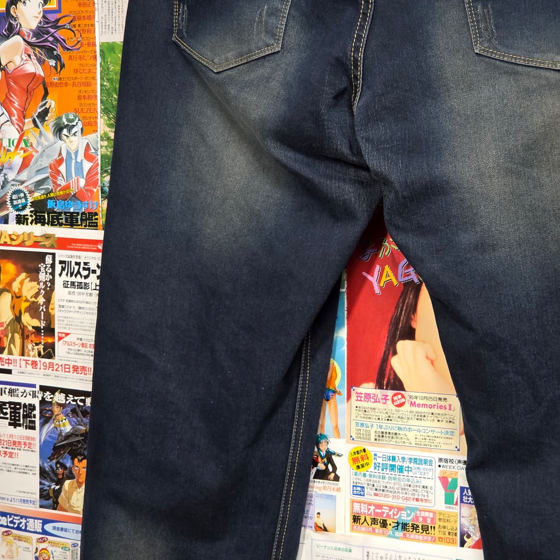 카키 배색 빈티지 워싱 데님 팬츠 상품이미지6