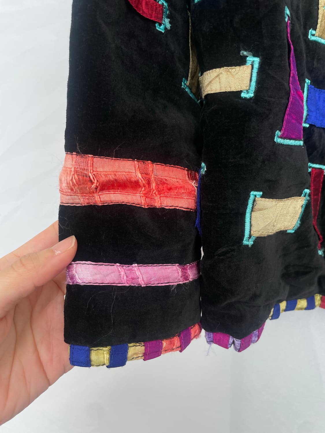 빈티지 패치워크 벨벳 자켓 블랙 상품이미지5