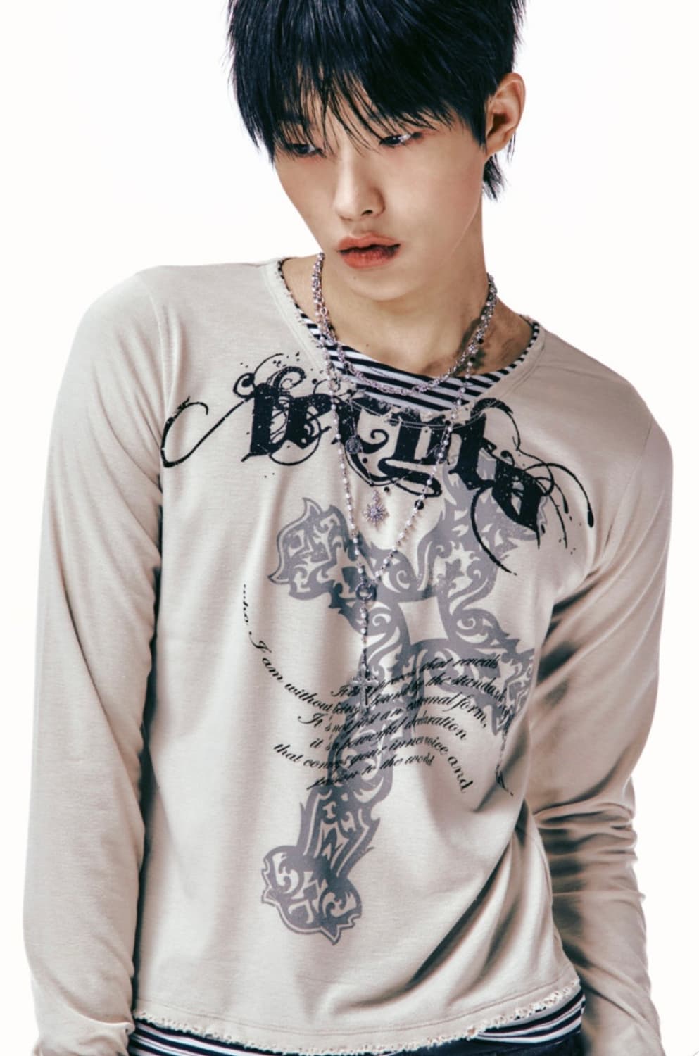 LECYTO[레씨토] Xenon Cross Stripe T-Shirt_[ 상품이미지1