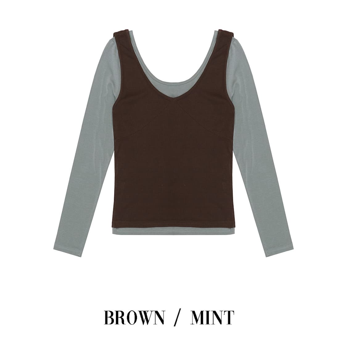 서울베이스드 레이어드 티셔츠 브라운/민트 상품이미지4