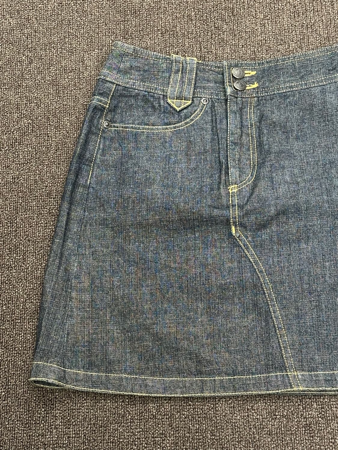 OS)Japanese vintage 스티치 진청 데님 미니 스커트 상품이미지2