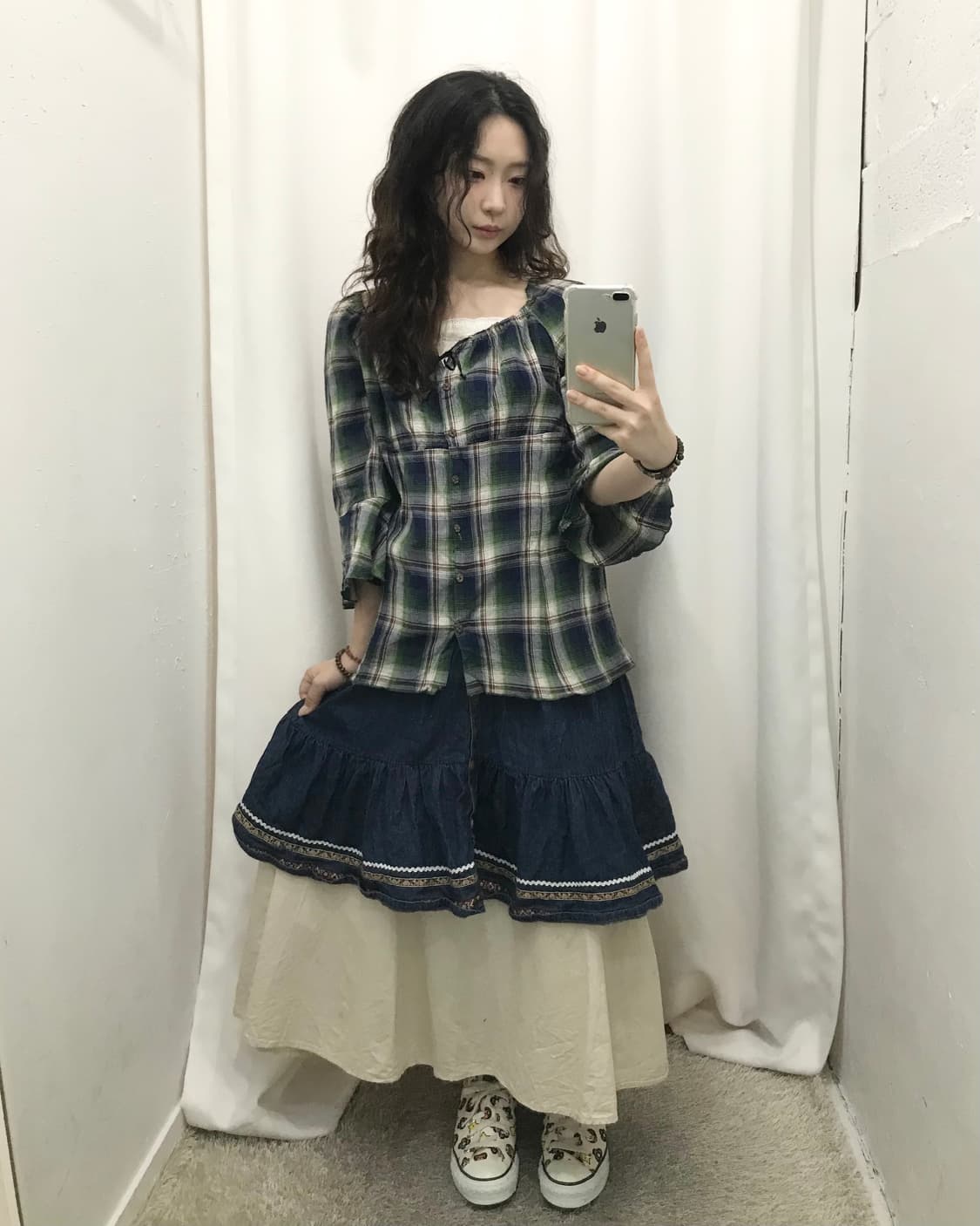그린 체크 모리 코디 세트 🍵 상품이미지2