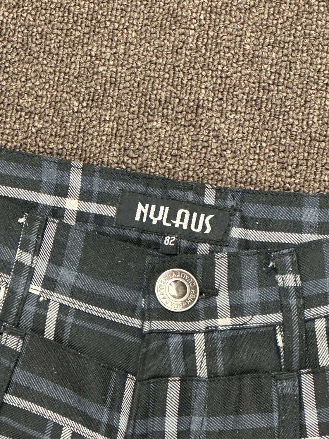 82)Nylaus vintage 레이어드 체크패턴 네이비 팬츠 상품이미지3