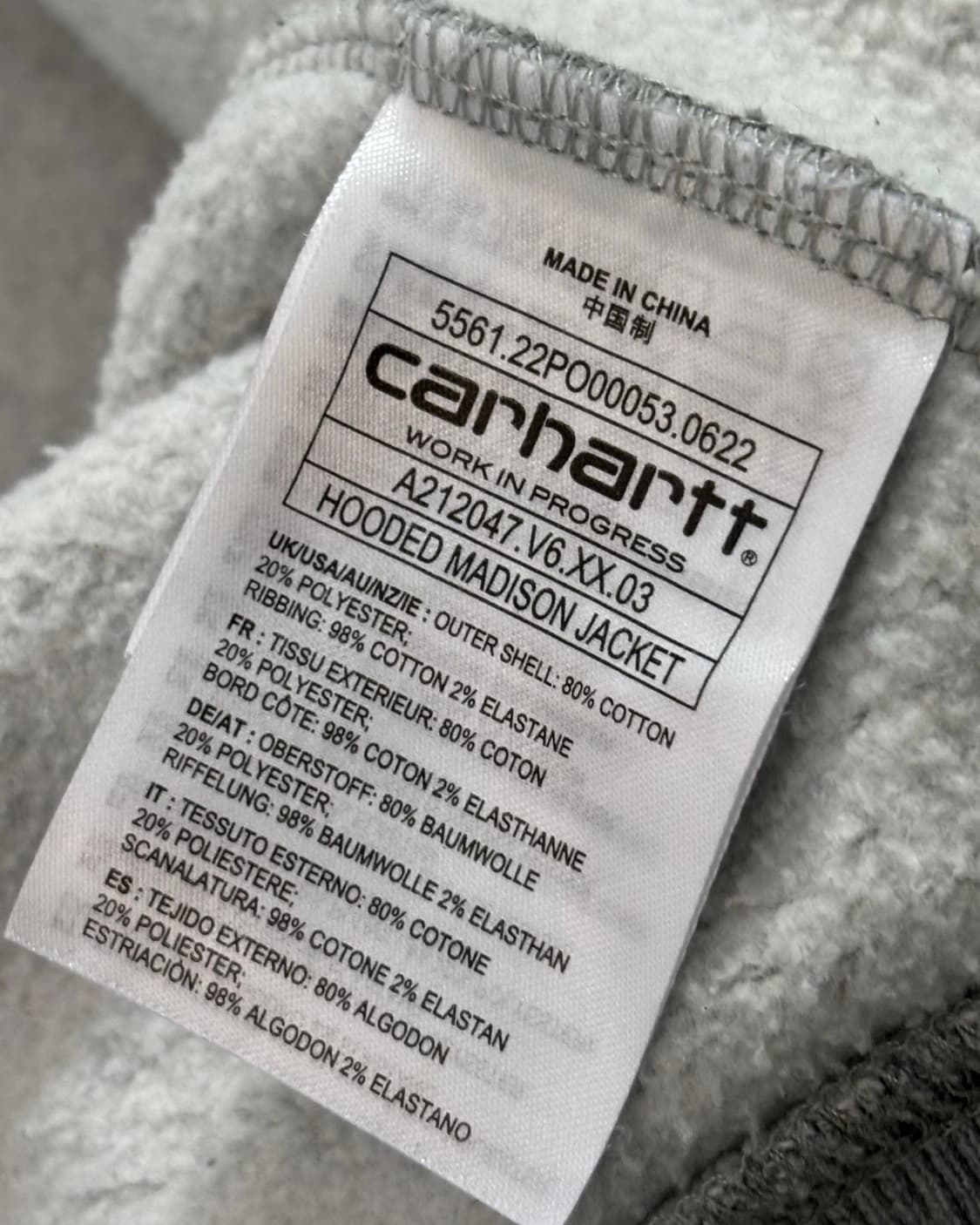 Carhartt 칼하트 그레이컬러 2-way 후드집업  상품이미지6