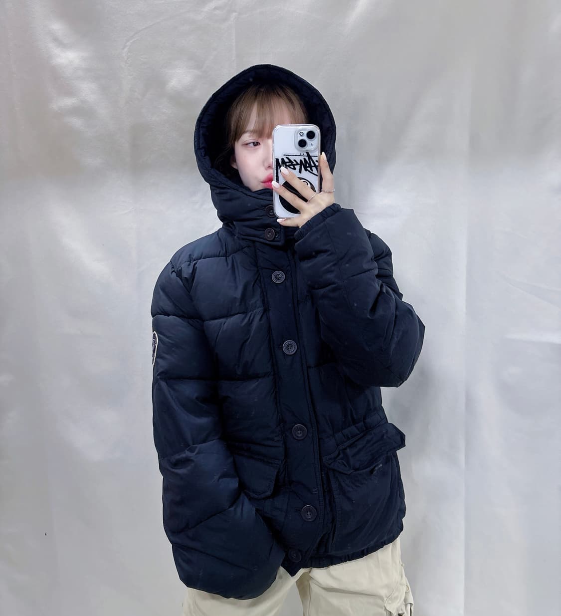 아베크롬비 블랙 패치 덕다운 패딩 상품이미지1