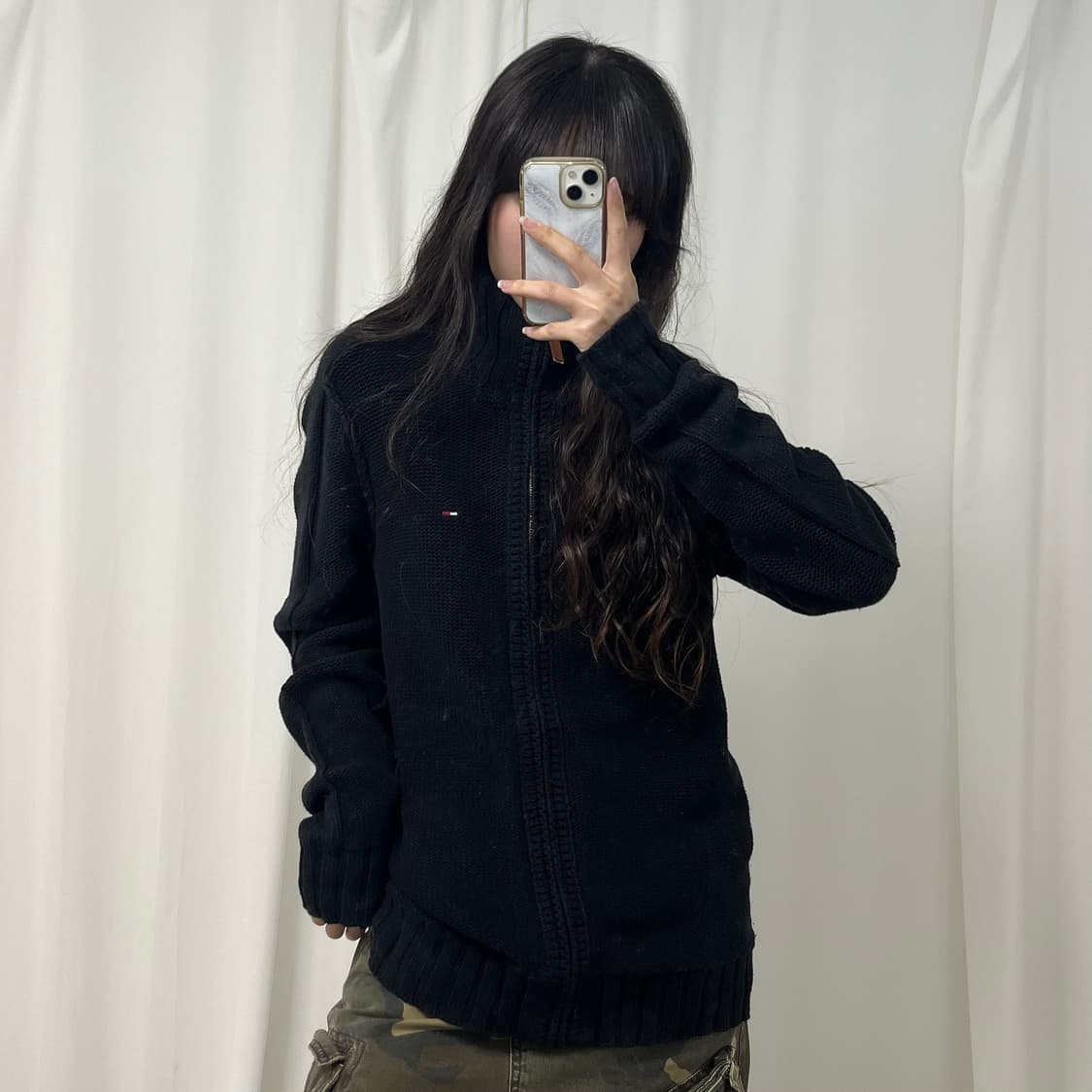 Tommy Hilfiger black knit zip-up 상품이미지3