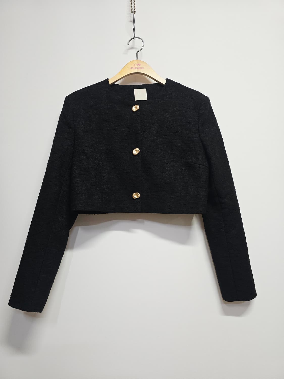 님프 블랙 트위드 크롭 자켓 상품이미지1