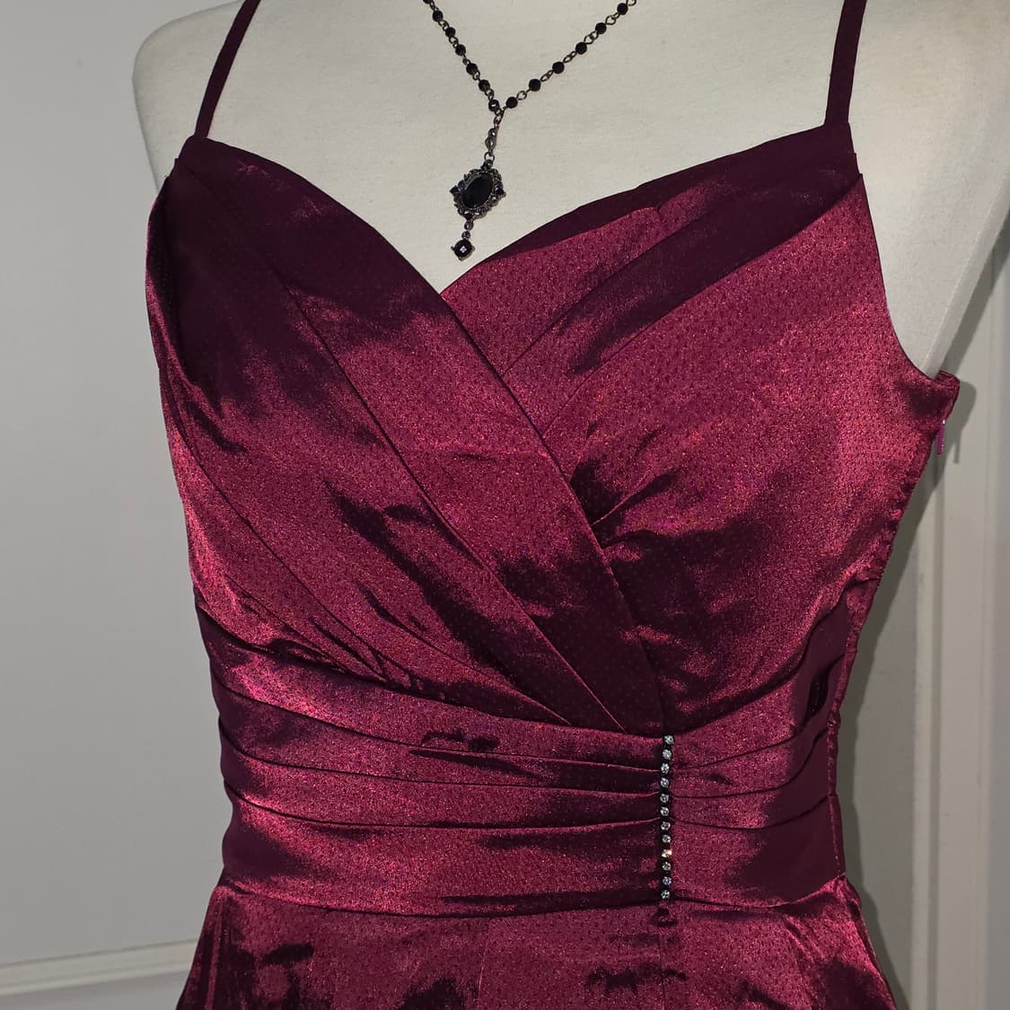 일본빈티지)버건디 파티걸 도트 캐캐체깔보헤미안오네갸루st 언발캉캉 드레스 상품이미지4