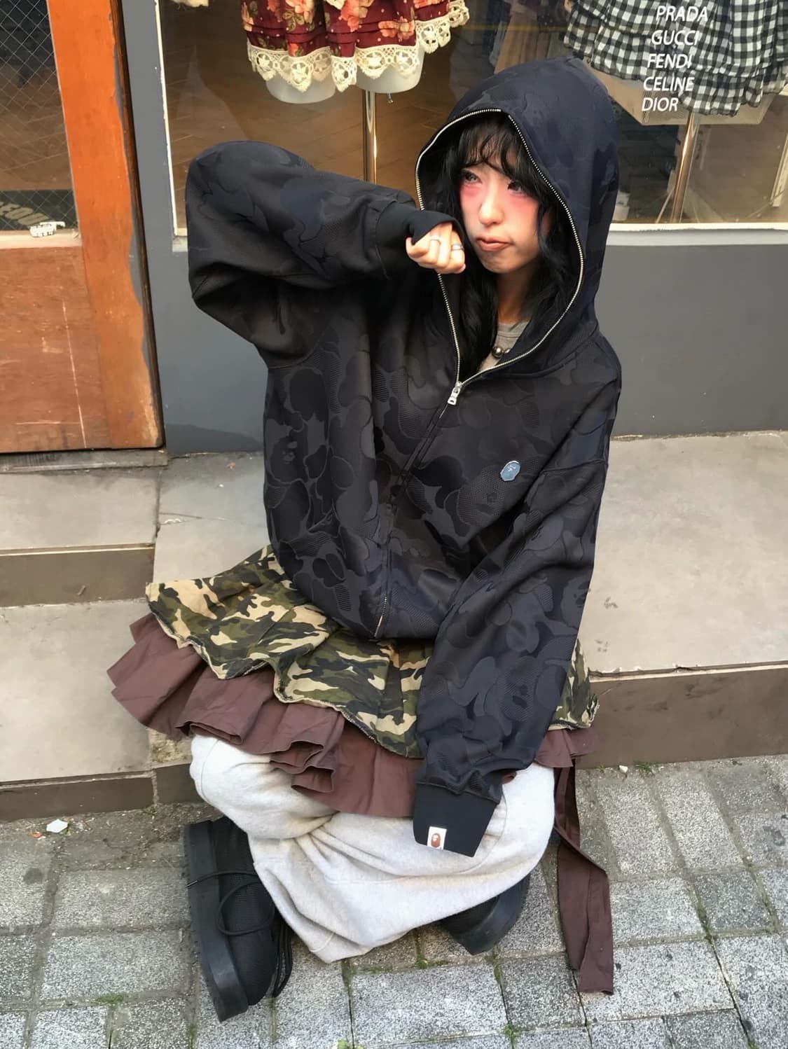 Bape Black Camouflage Two way Hood Zip 상품이미지2