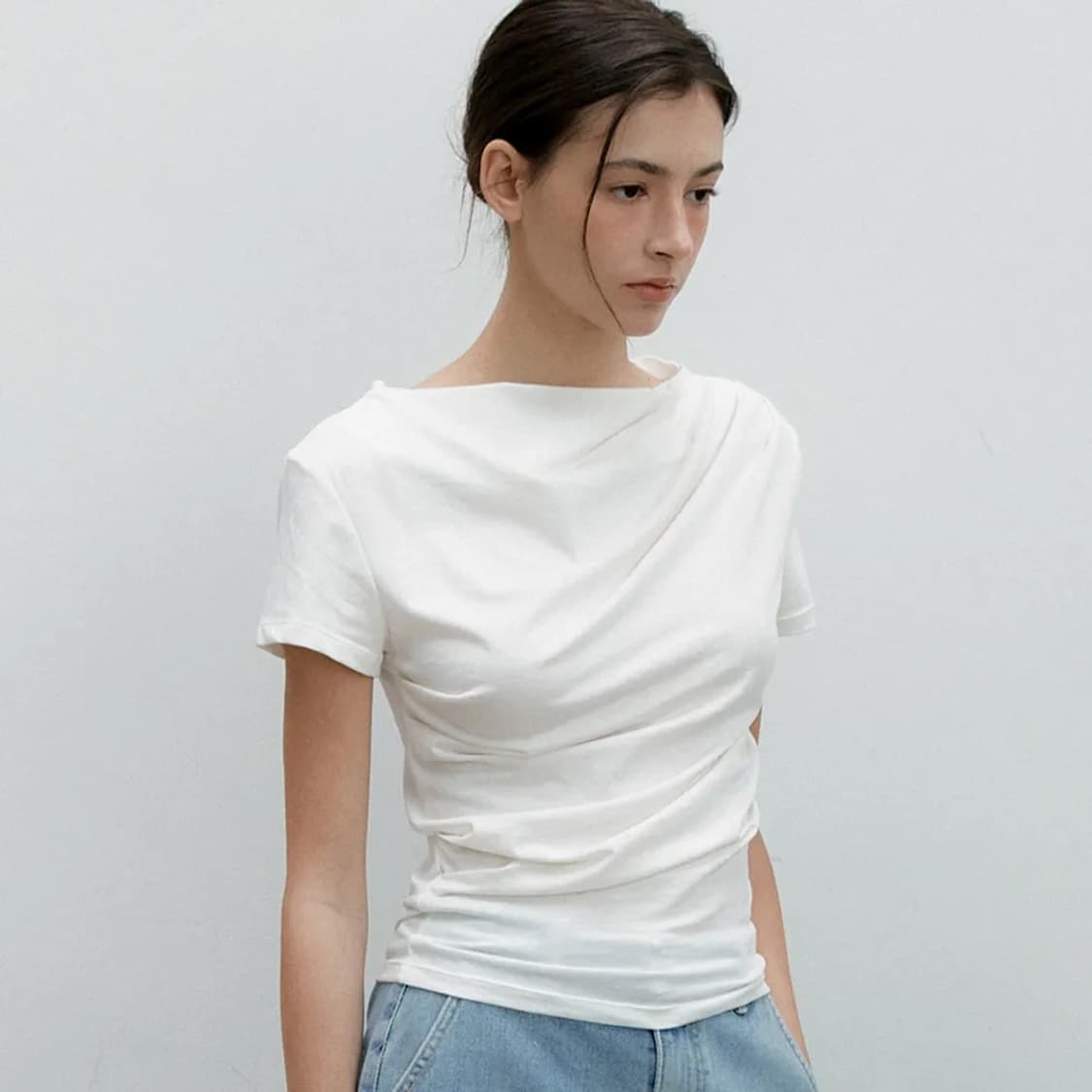 오떼뜨 드레이프 하프 슬리브 티 DRAPE HALF SLEEVE 상품이미지1