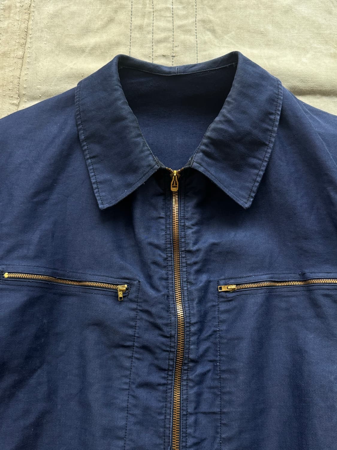 50s French Blue Moleskin Cyclist Jacket 상품이미지4