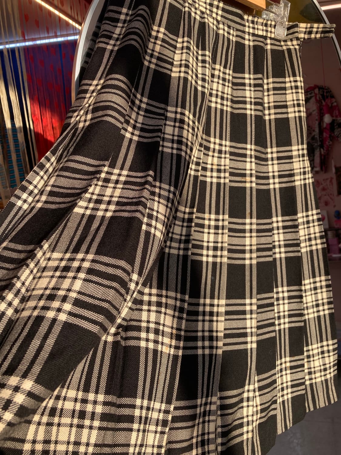 빈티지 체크 플리츠 미디 스커트 상품이미지4