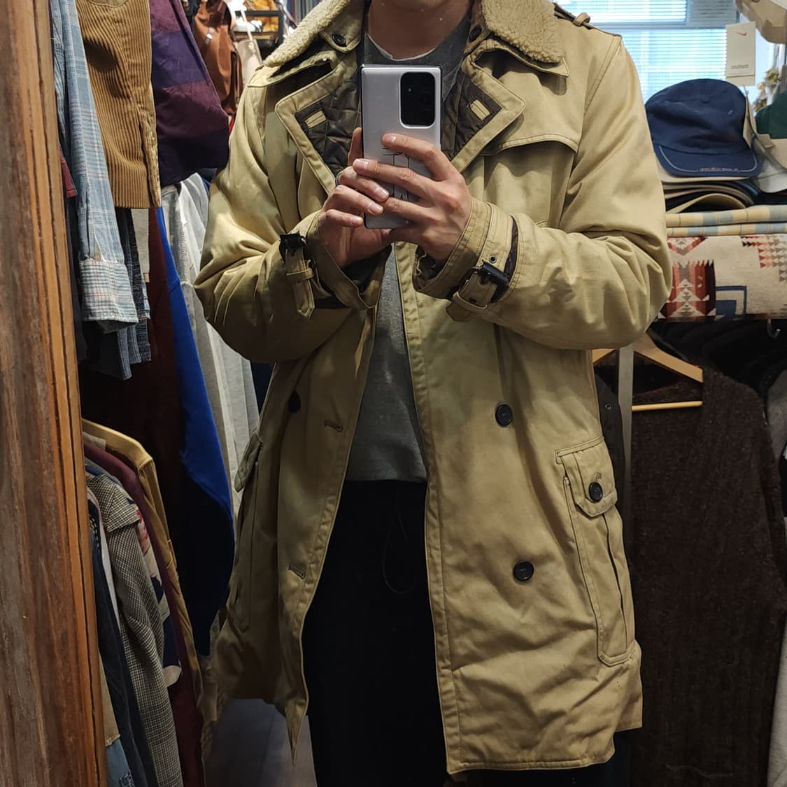 돌체앤가바나 헤비 코트 더블카라 트렌치 코트 벨티드 L 상품이미지10