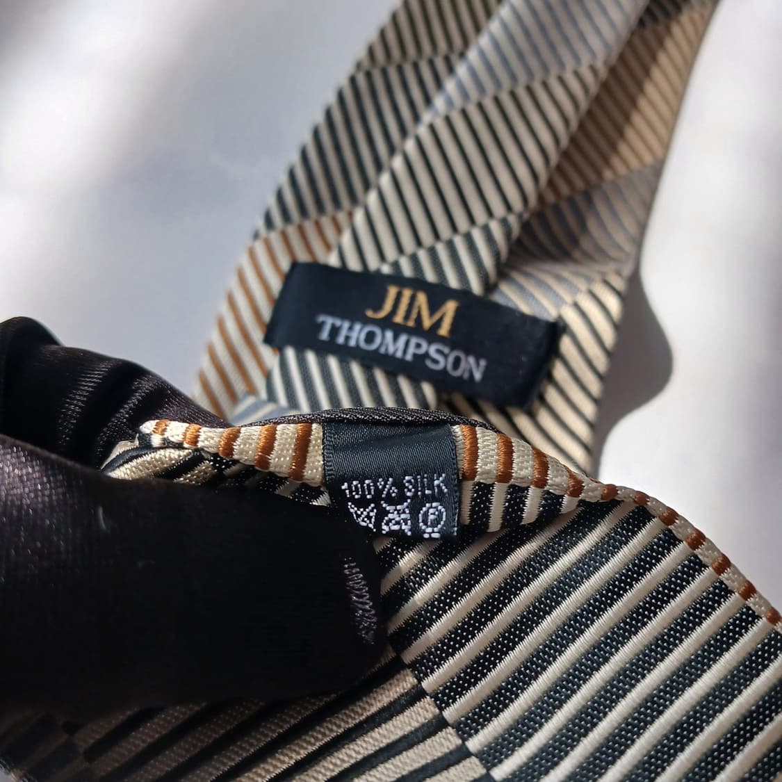짐톰슨 실크 브라운 스트라이프 넥타이 9.7cm A등급 E847 상품이미지8