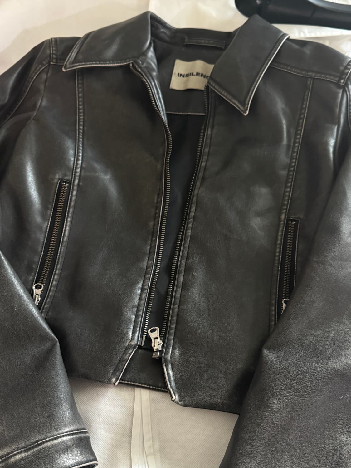 인사일런스 우먼 워시드 에코 레더 점퍼  상품이미지2