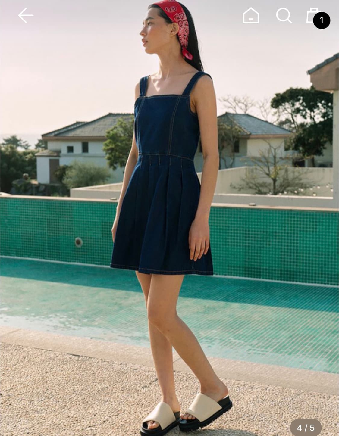 구호플러스 Pleats Denim Mini Dress Blue - 1 상품이미지2