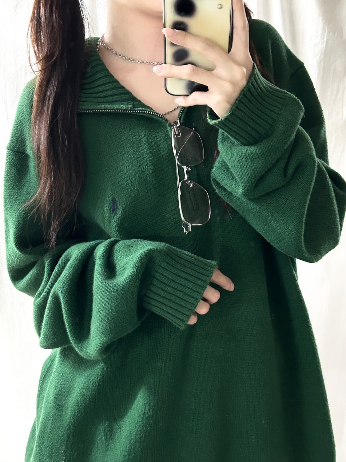 폴로 네이비포니 딥그린 반집업 니트 상품이미지1