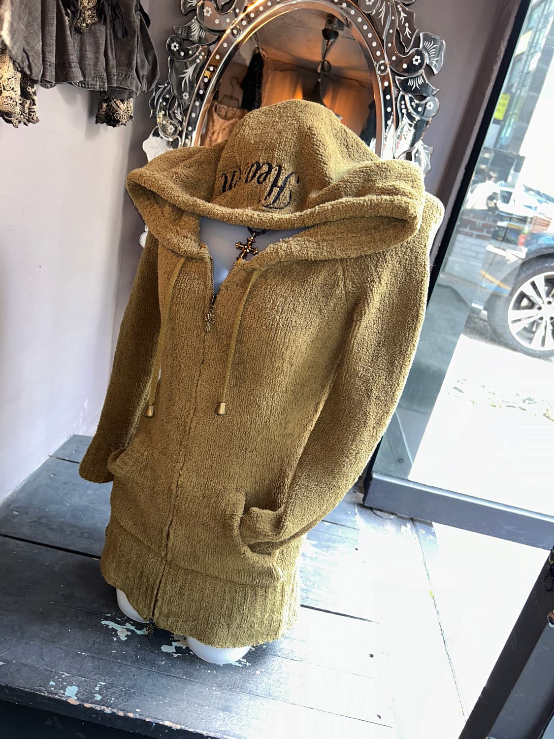 Heaven and Earth 헤븐앤얼스 십자자수참 후드투웨이집업 펑크 상품이미지5