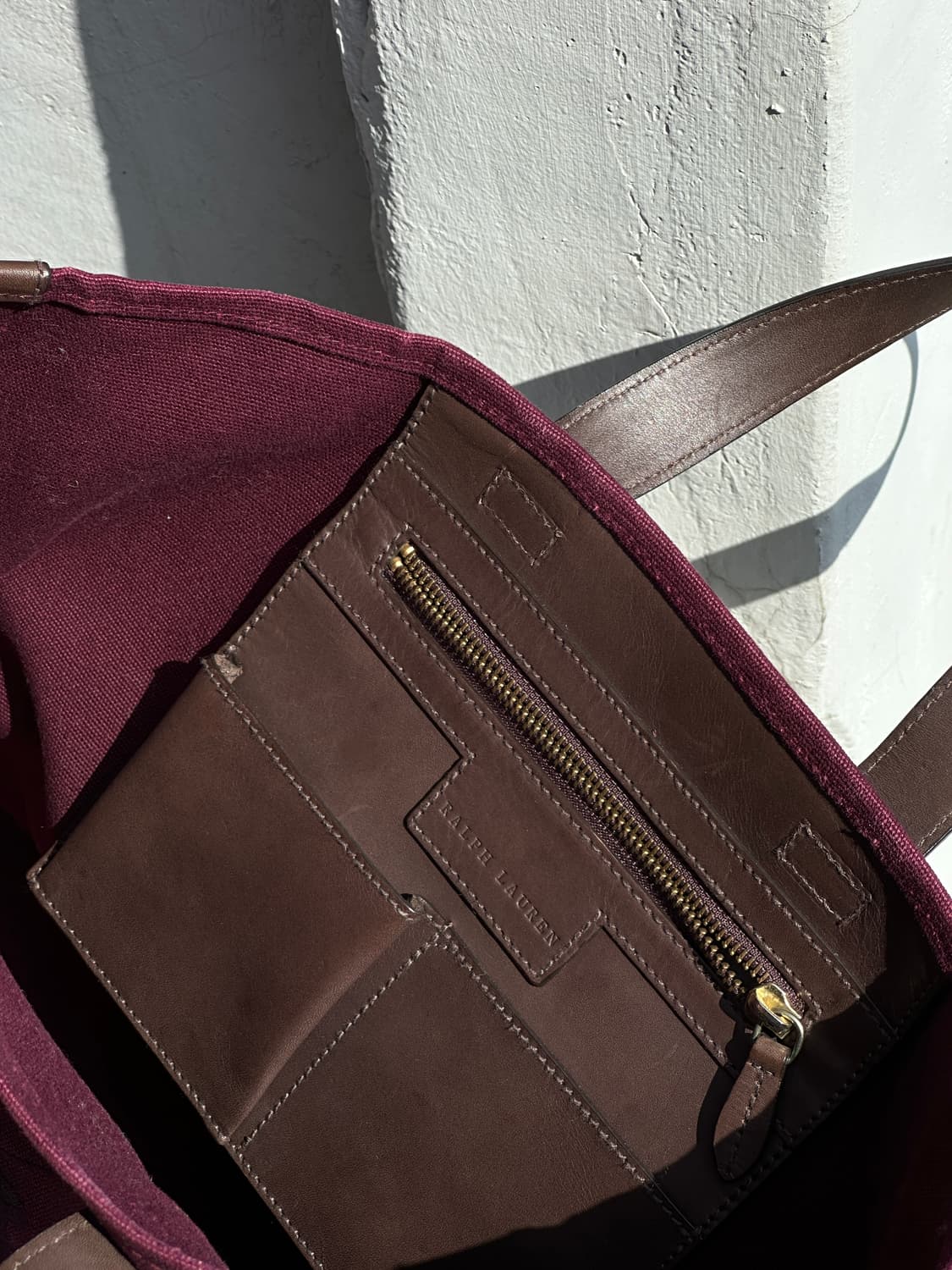 폴로 랄프로렌 빅포니 버건디 캔버스 레더 토트백 클래식 상품이미지8