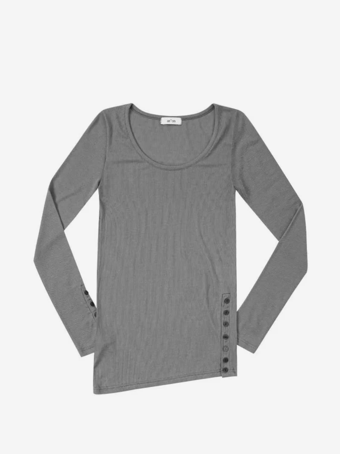 애즈온 DIAGONAL BUTTON T / GRAY 상품이미지1