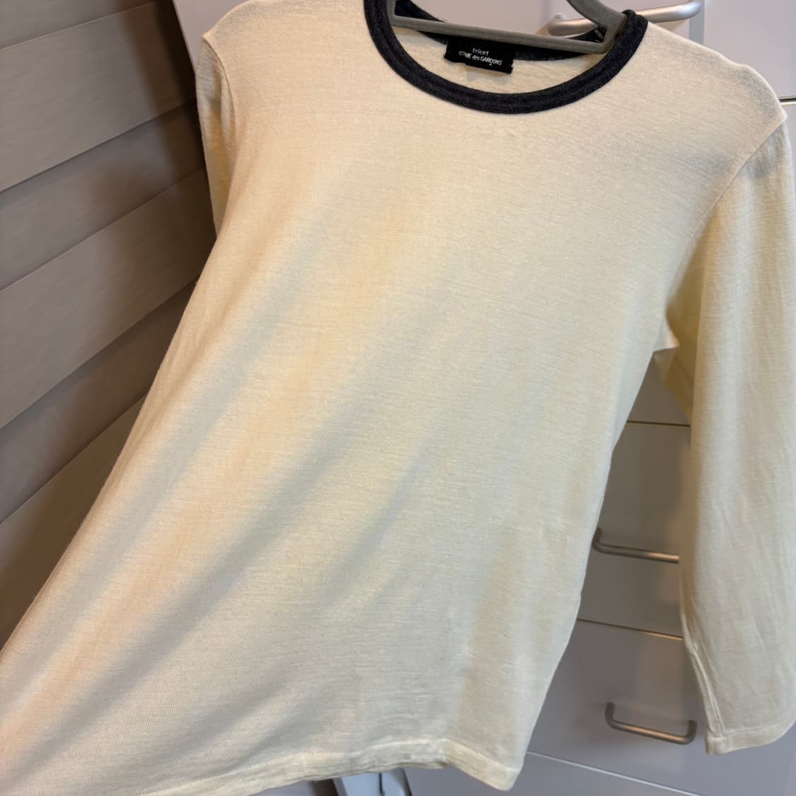 꼼데가르송 트리콧 울100% 링거 니트 티셔츠 아이보리 상품이미지8