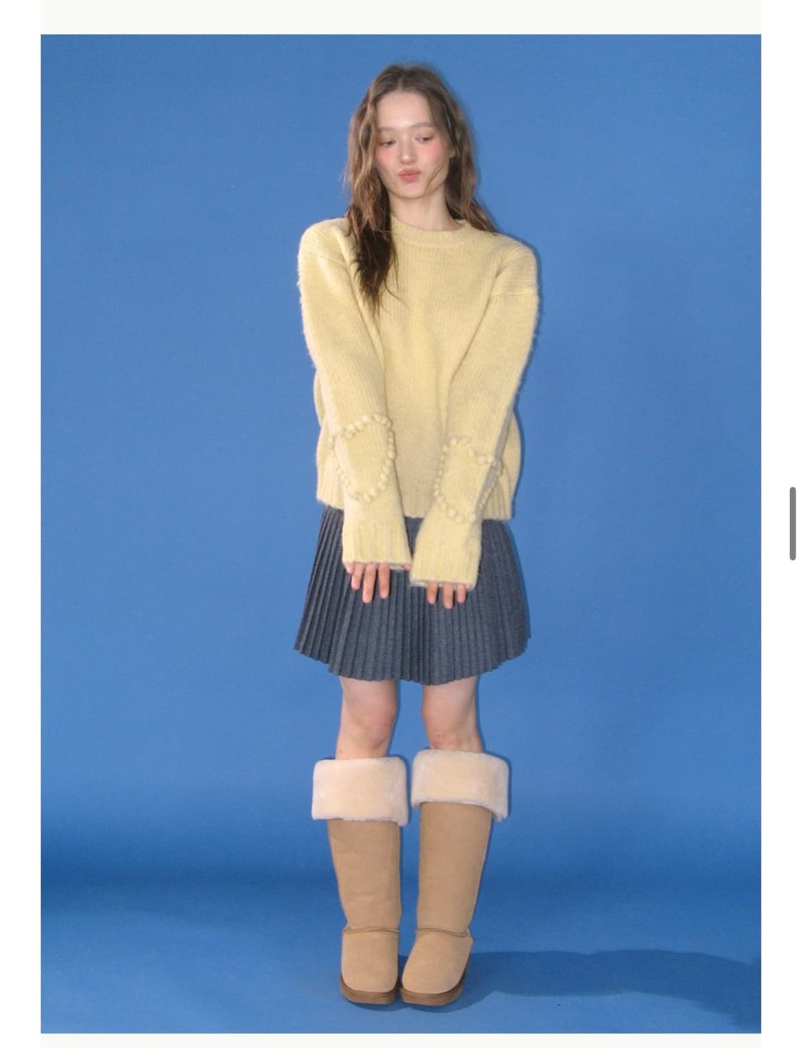 론론 HEART SLEEVE PULLOVER YELLOW KNIT 상품이미지1