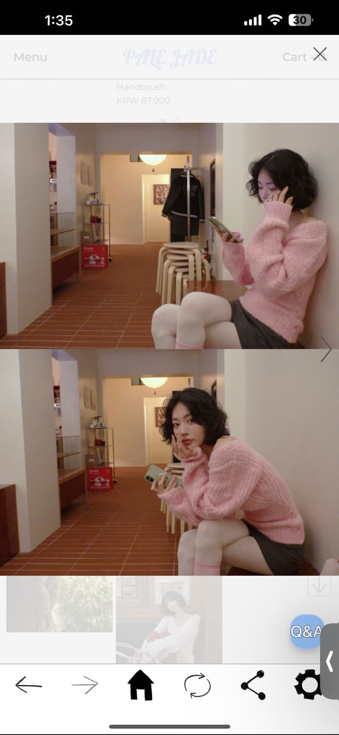 페일제이드 알파카 딥 브이넥 벌룬 니트 베이비핑크 상품이미지1