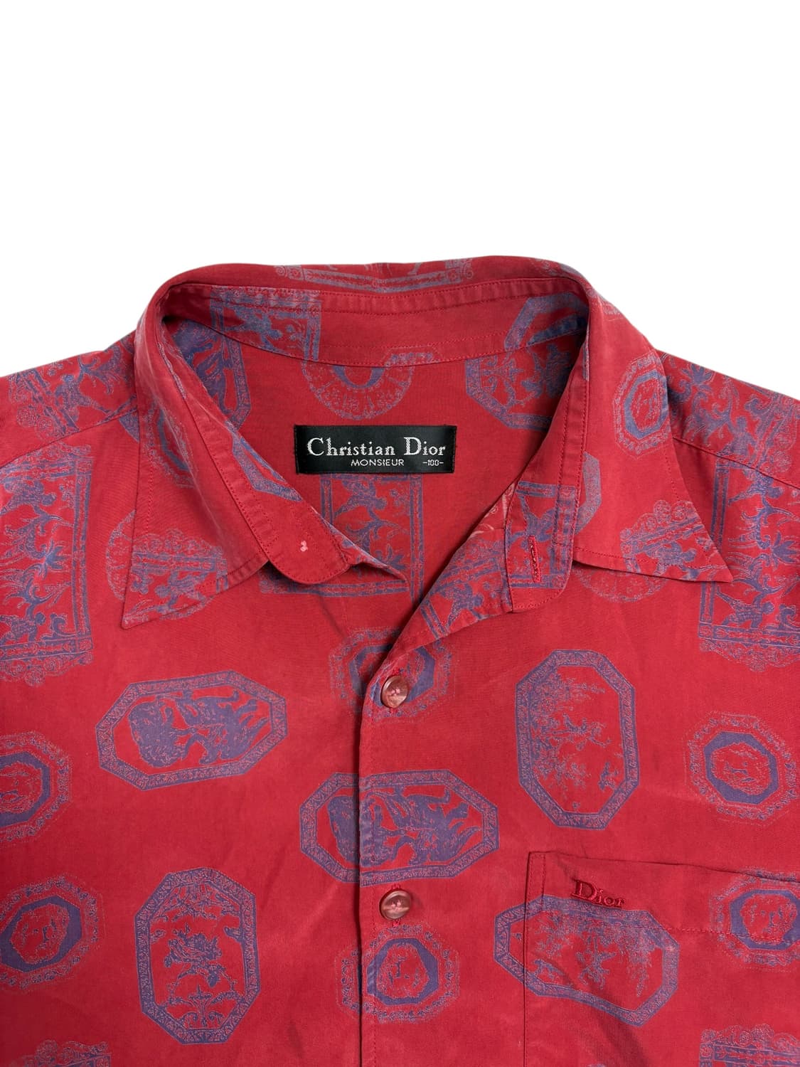 스리스챤 디올 빈티지 실크 셔츠 레드 상품이미지5