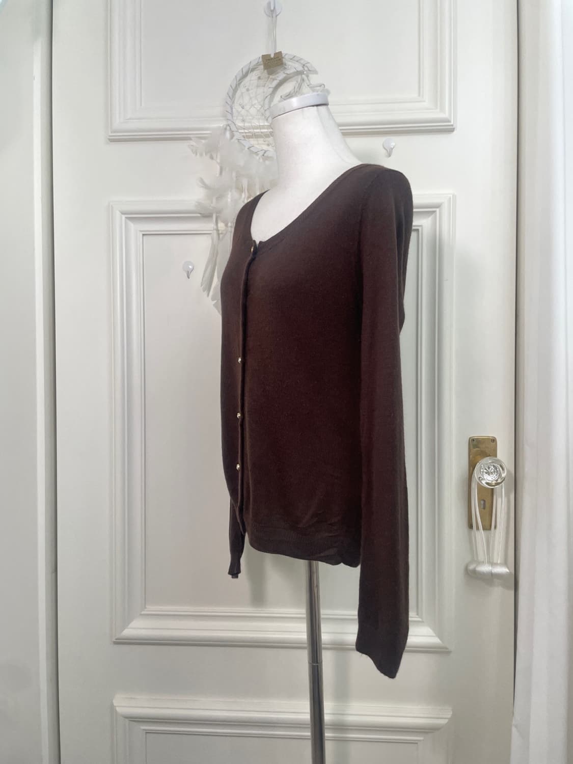 chocobrown crystal button basic cardigan 상품이미지2