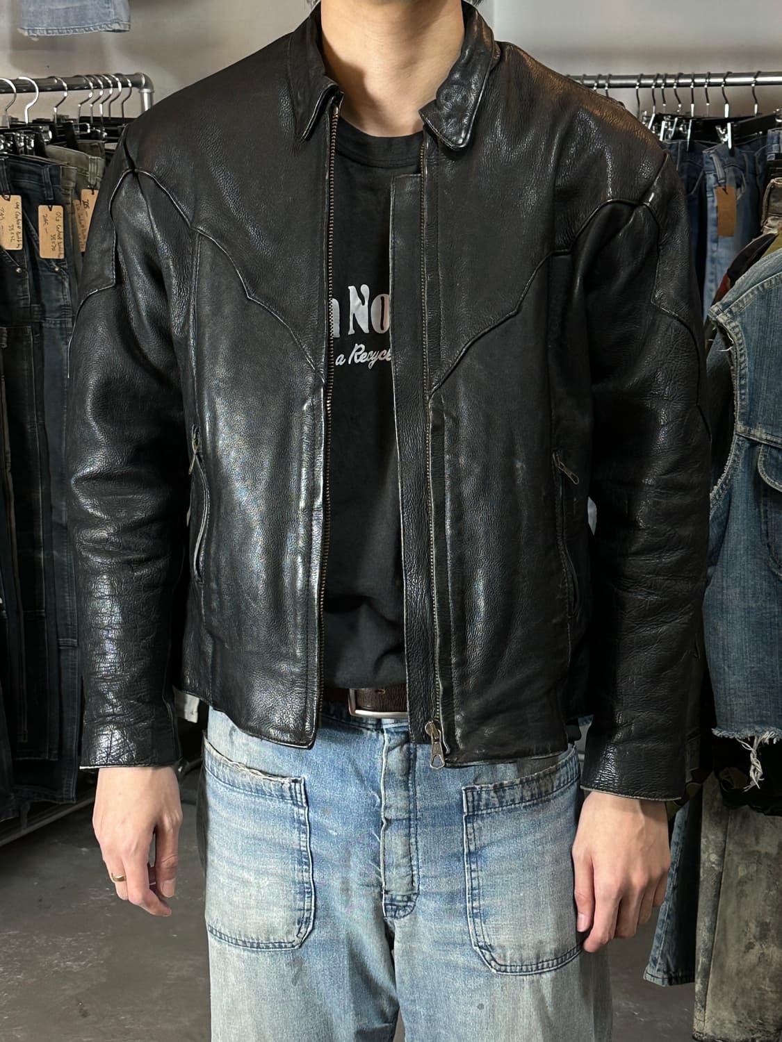00's 빈티지 크롭 레더 자켓 빈티지 웨스턴 레더 자켓 상품이미지10