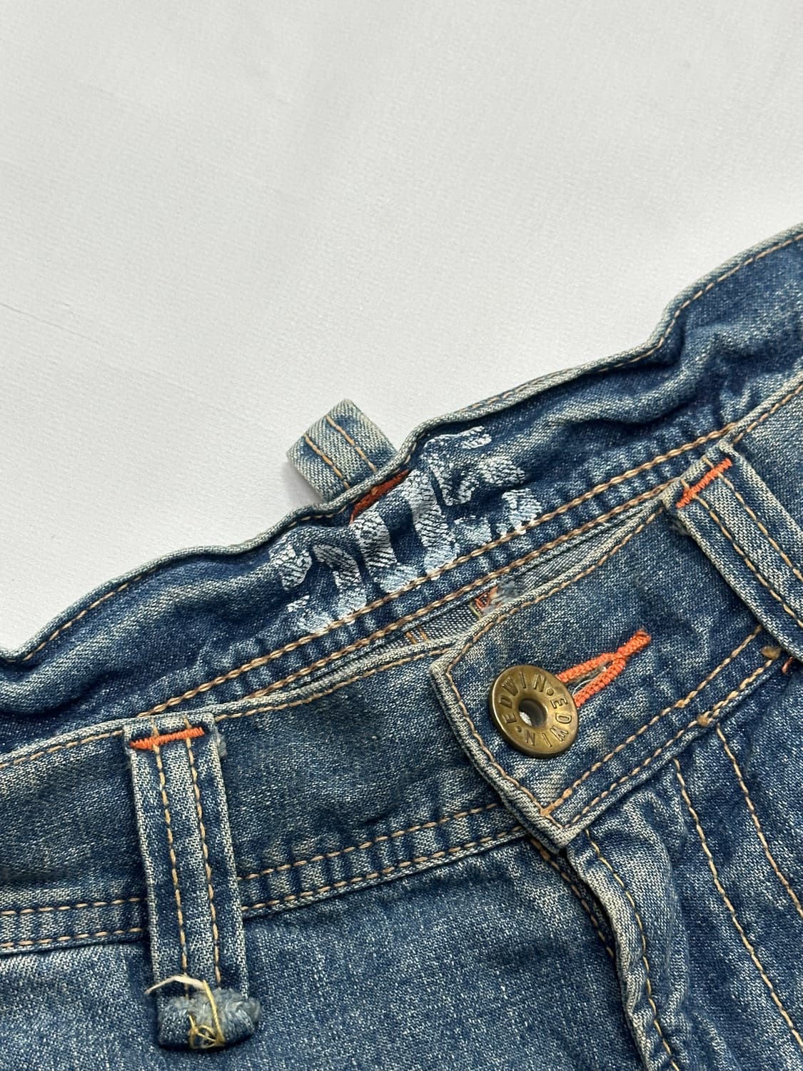 재팬 EDWIM 505 레귤러 스트레이트  7부 팬츠 빈티지 워싱 데님 상품이미지6