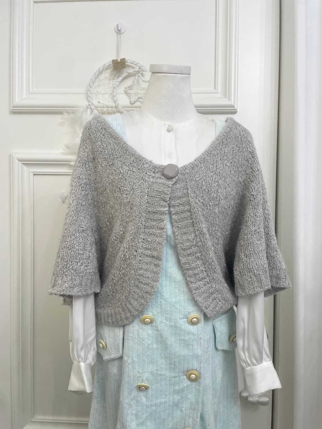 sheergray boucle one-button cape cardiga 상품이미지1