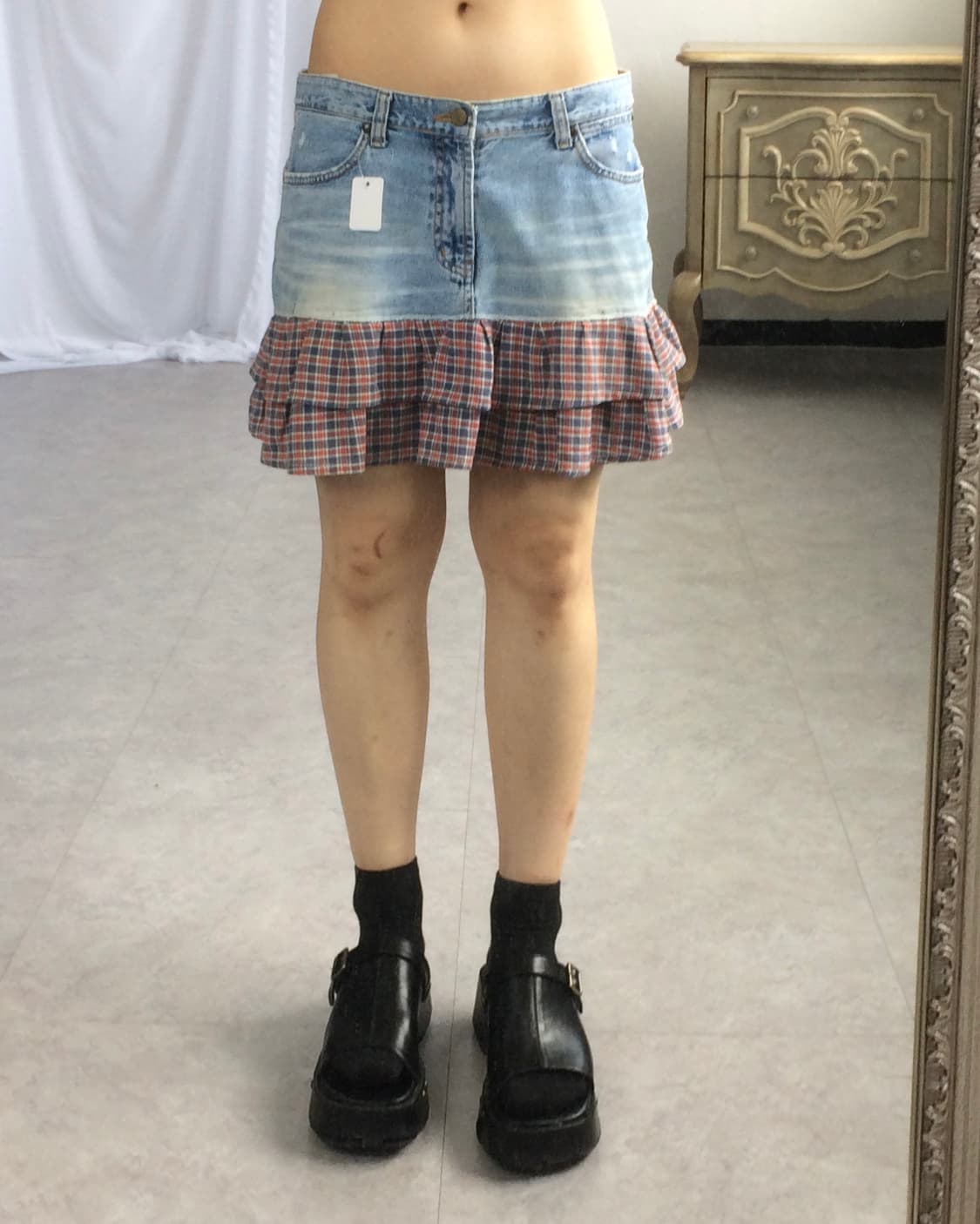 Check pattern layered mini skirt 상품이미지5