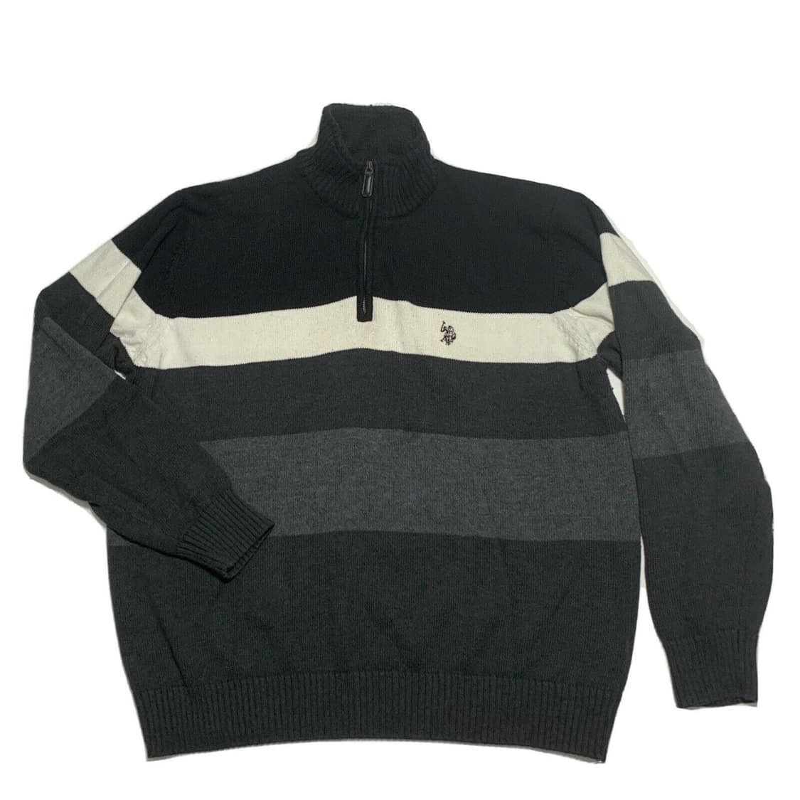  US 폴로 컬러블록 반집업 니트 상품이미지1