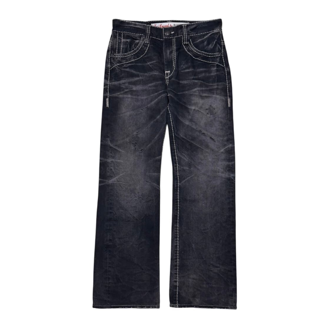 버커루 흑청 스티치 고딕 디테일 데님팬츠 상품이미지3