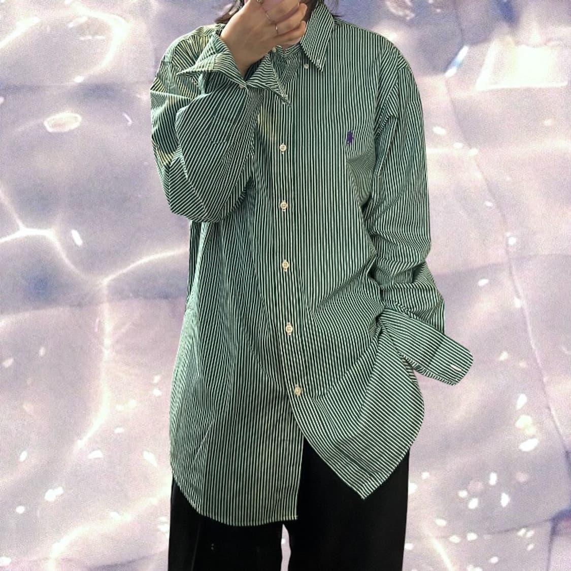 폴로 랄프로렌 스트라이프 셔츠 그린 L 상품이미지2