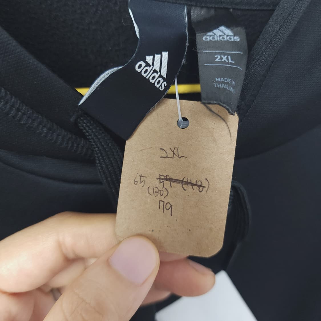 2XL(130)/ 아디다스 / 빅로고 후드티셔츠 블랙 상품이미지2