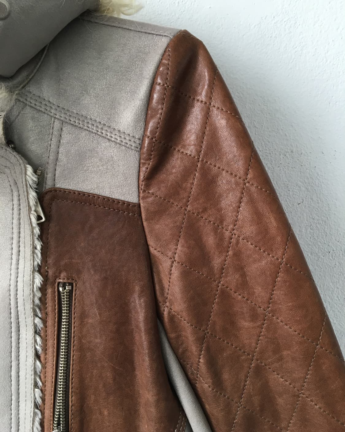 Lamb fur layered leather jacket 상품이미지6