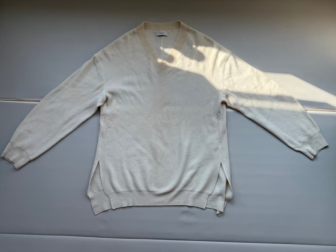 TIME 아이보리 V넥 캐시미어 100 니트 스웨터 브이넥 타임 한섬 상품이미지1