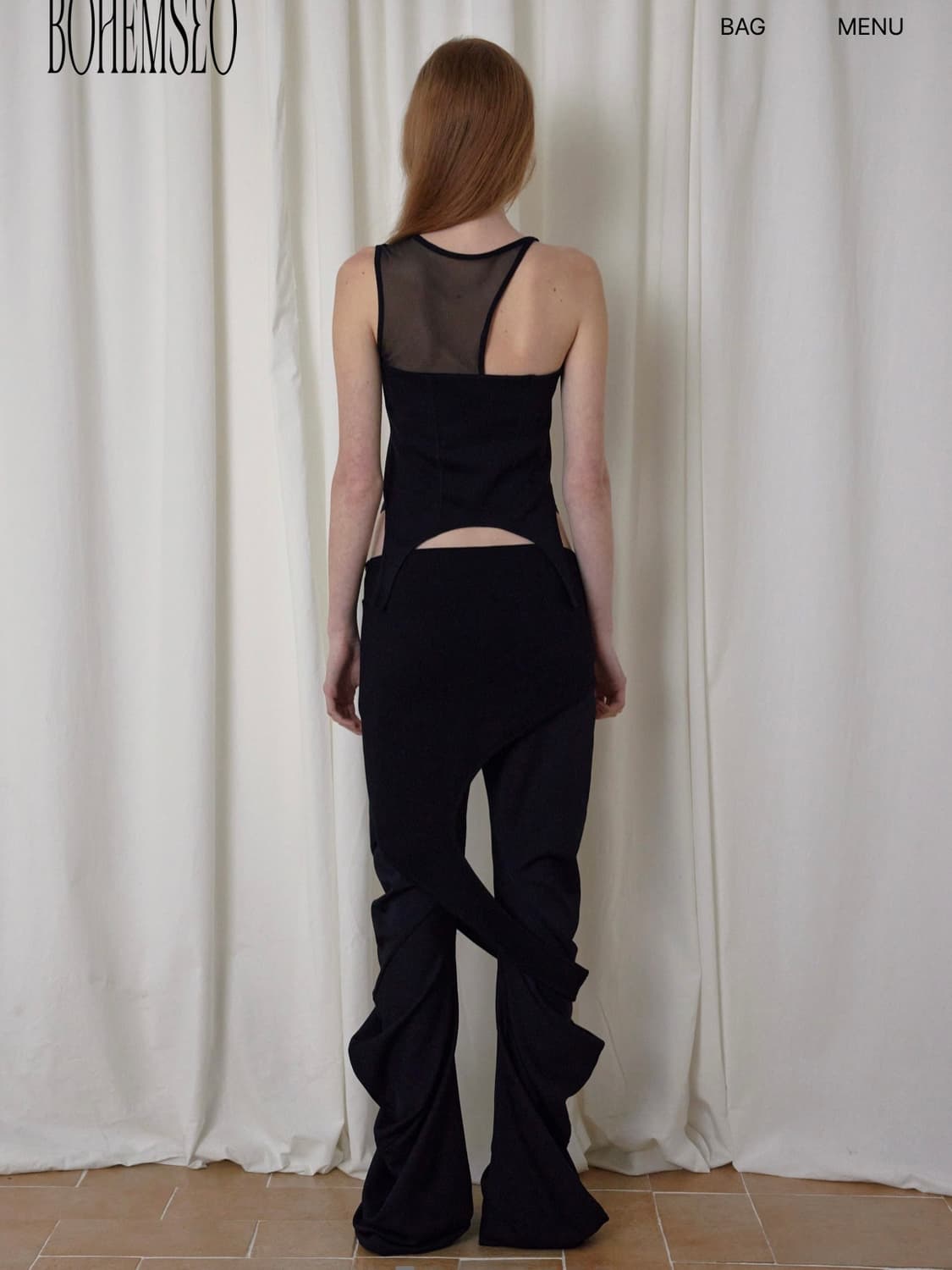 Bohemseo CORSET MESH SLEEVELESS, BLACK 상품이미지3