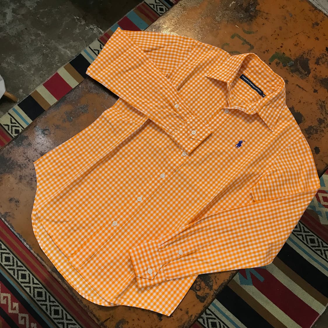 폴로랄프로렌 라이트 오렌지 깅엄 체크 셔츠 여성 55  상품이미지2