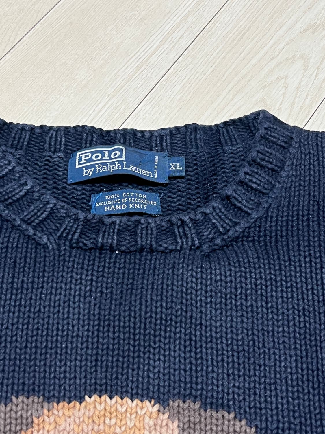 90s폴로랄프로렌성조기베어니트네이비XL 상품이미지5