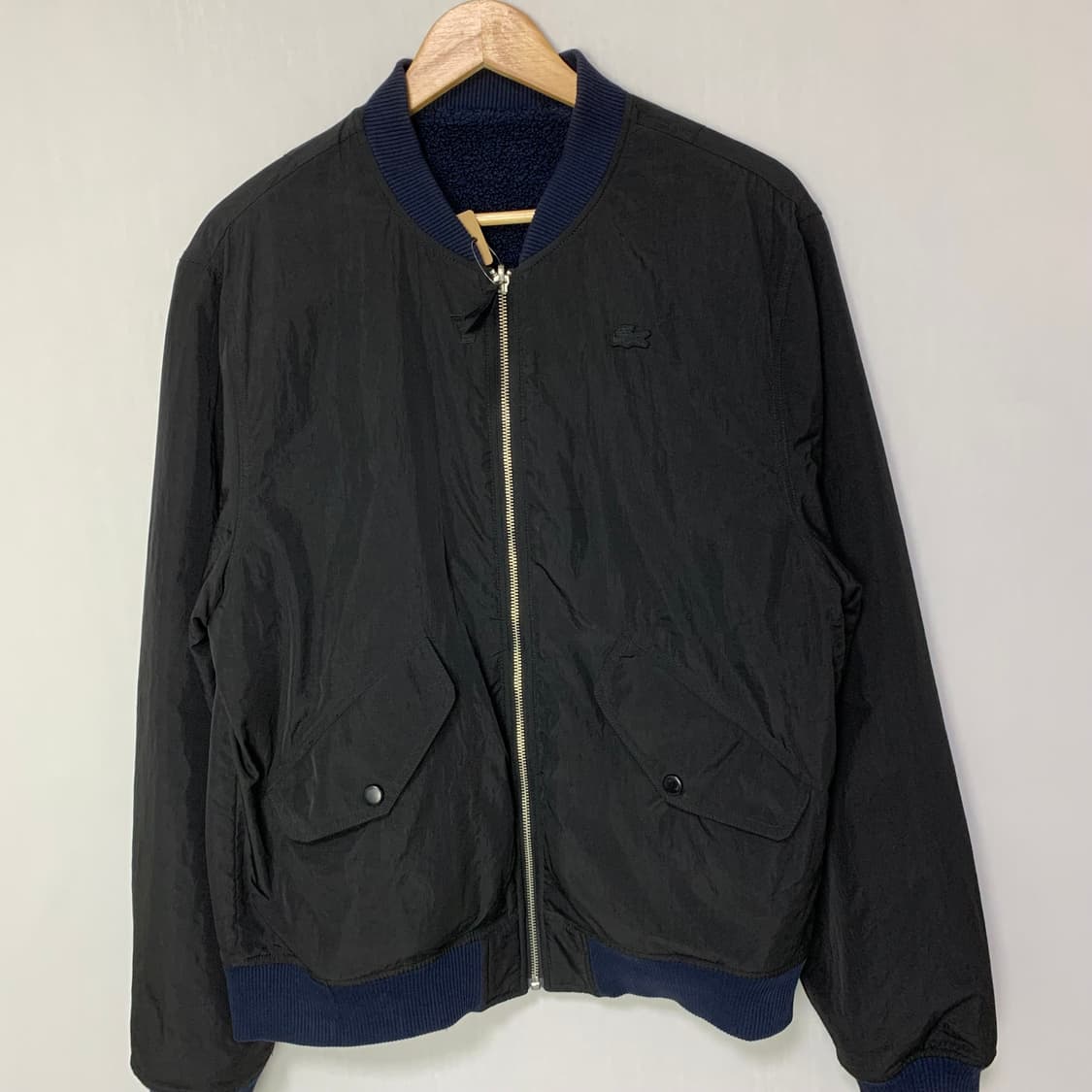 라코스테 빈티지 블랙 봄버 후리스 안감 자켓 블루종 상품이미지2