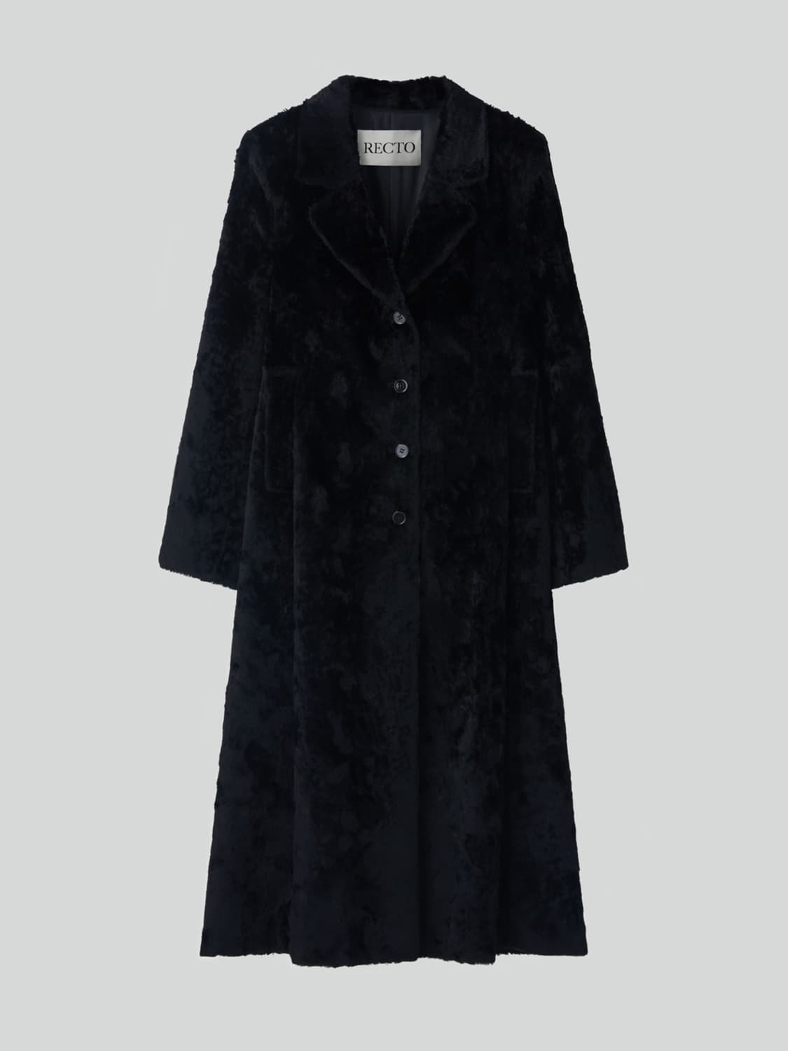 렉토 RECTO 슬림핏 폭스 퍼 코트 블랙 상품이미지7