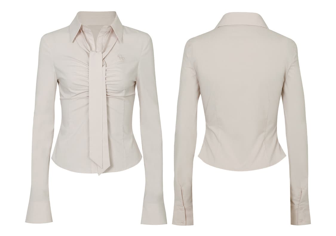 페인오어플레져 비비안 스카프 셔츠 (beige) 상품이미지2