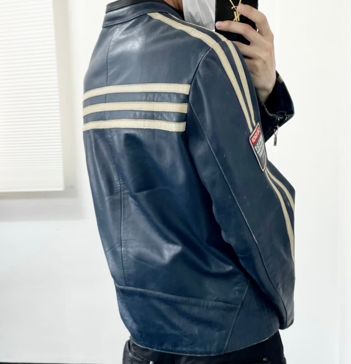 쉐비뇽 90s 버팔로 래더 레이싱 바이커 자켓 상품이미지4