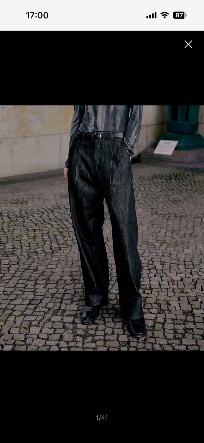 포트너스 투턱 와이드 블랙진 새상품 상품이미지1